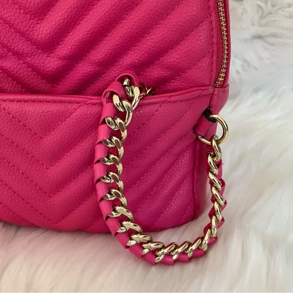 Victoria’s Secret | Hot Pink Mini Quilted & Gold Chain Backpack - Picture 10 of 15